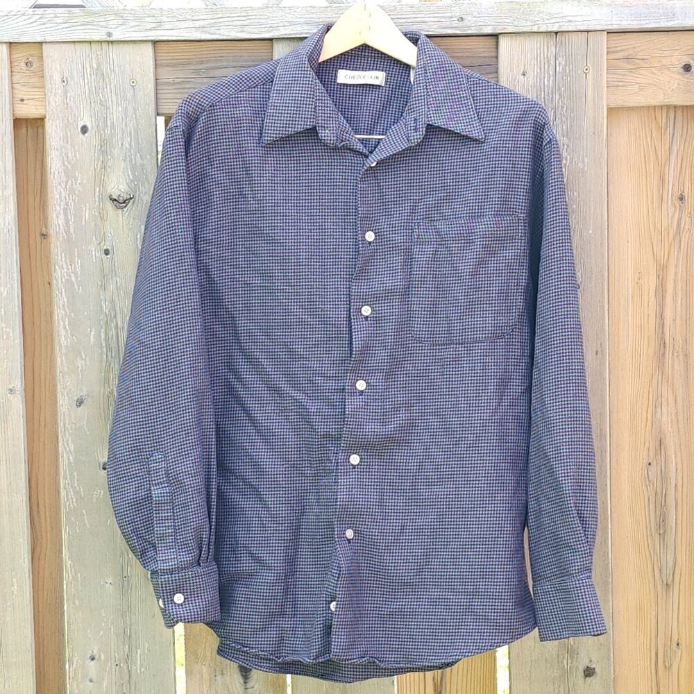 RETRO CHERESKIN Houndstooth Button Up Shirt Men's Medium Relaxed Fit